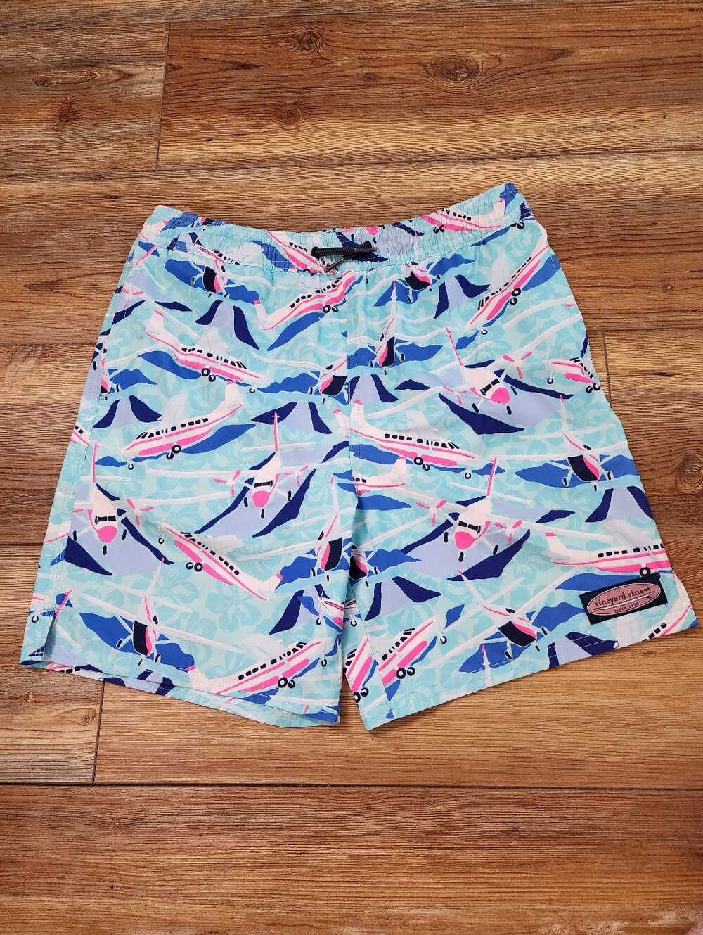 Vineyard Vines Chappy Swim Trunks Boys M Blue Airplane